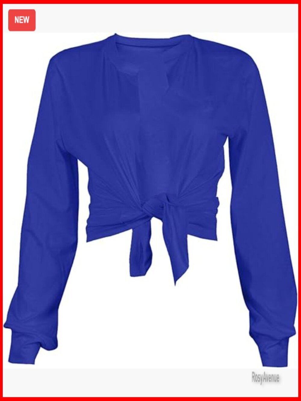 Sexy Cropped Long Sleeve Deep V Neck Tie Front Top Clubwear
